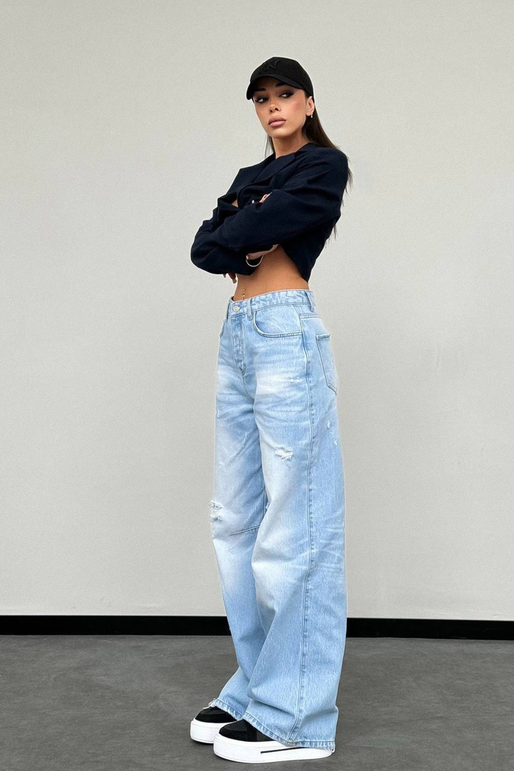 Routines Baggy Ripped Jeans 1203-7 Jeans Routines Fashion