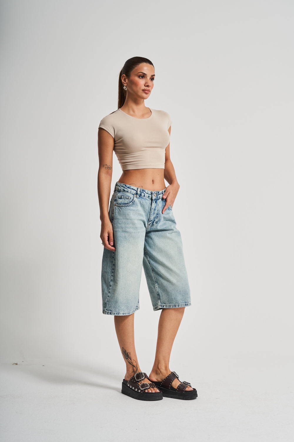 Routines Mid Waist Loose Jorts 4017 Jeans Routines Fashion
