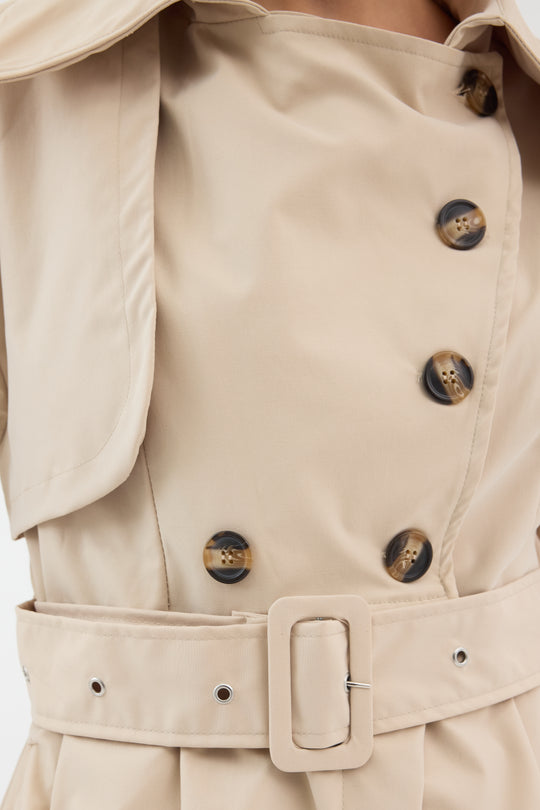 Routines Belted Trench Playsuit - Beige 1760 Playsuit Routines Fashion