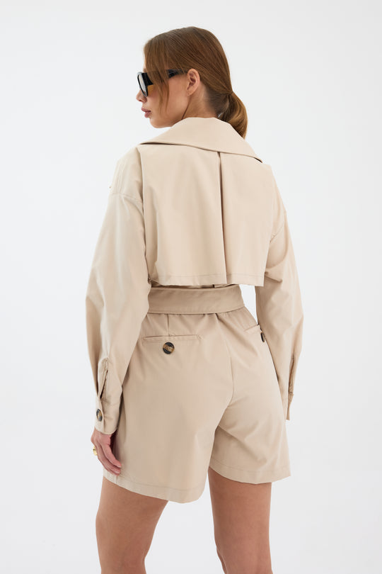 Routines Belted Trench Playsuit - Beige 1760 Playsuit Routines Fashion