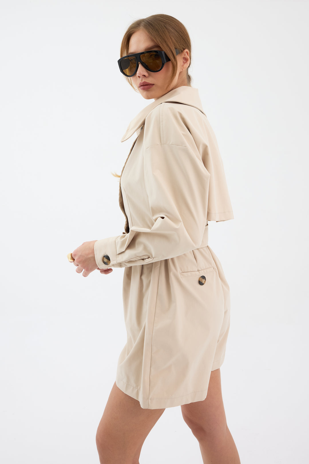 Routines Belted Trench Playsuit - Beige 1760 Playsuit Routines Fashion