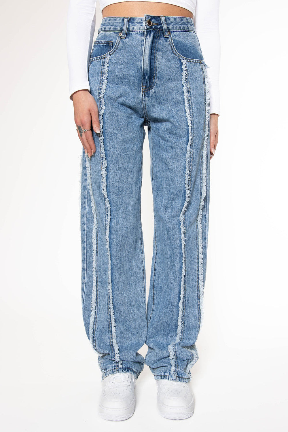 Tessa Fringe Straight Leg Jeans Jeans Routines Fashion