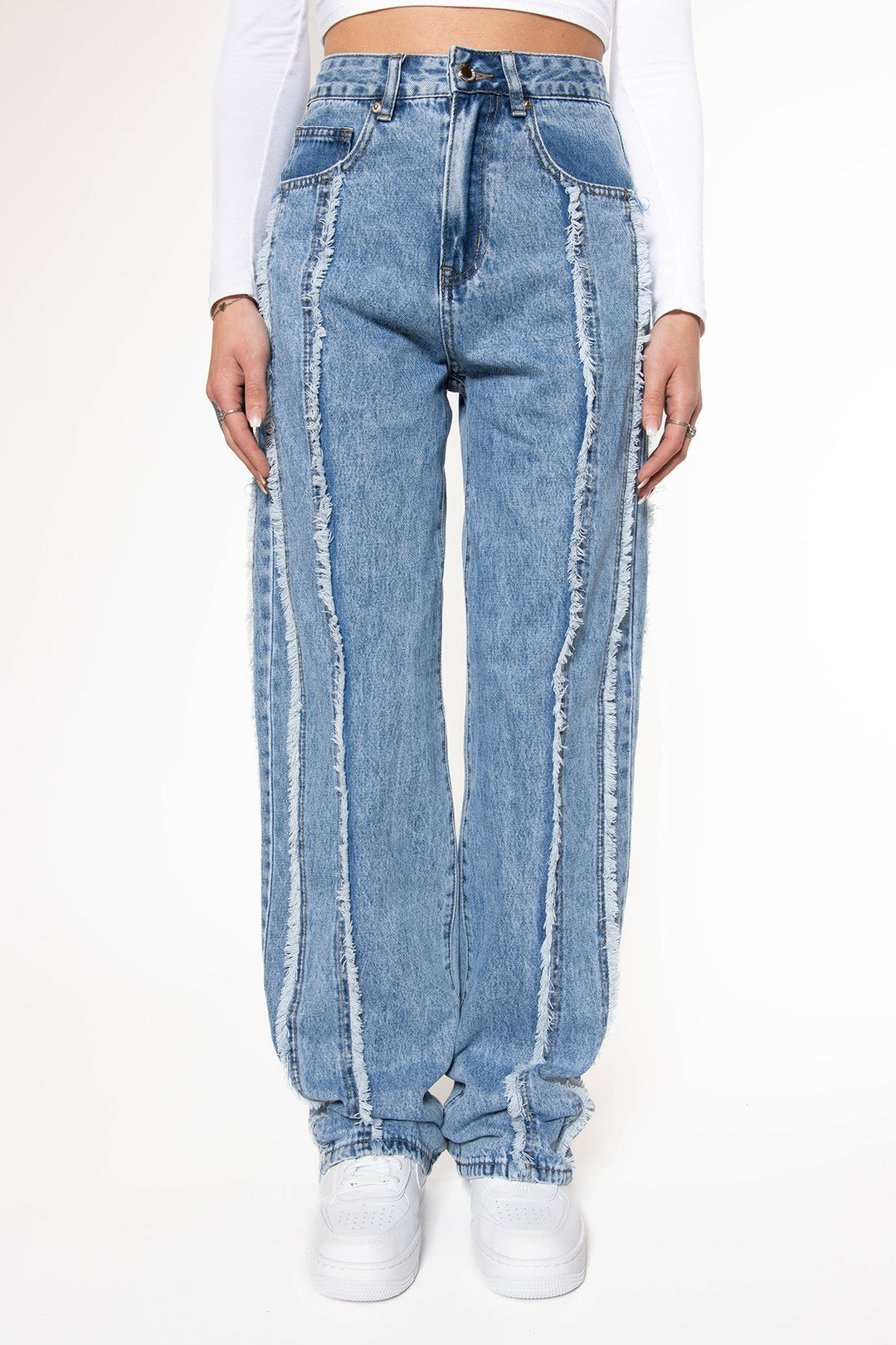 Tessa Fringe Straight Leg Jeans Jeans Routines Fashion