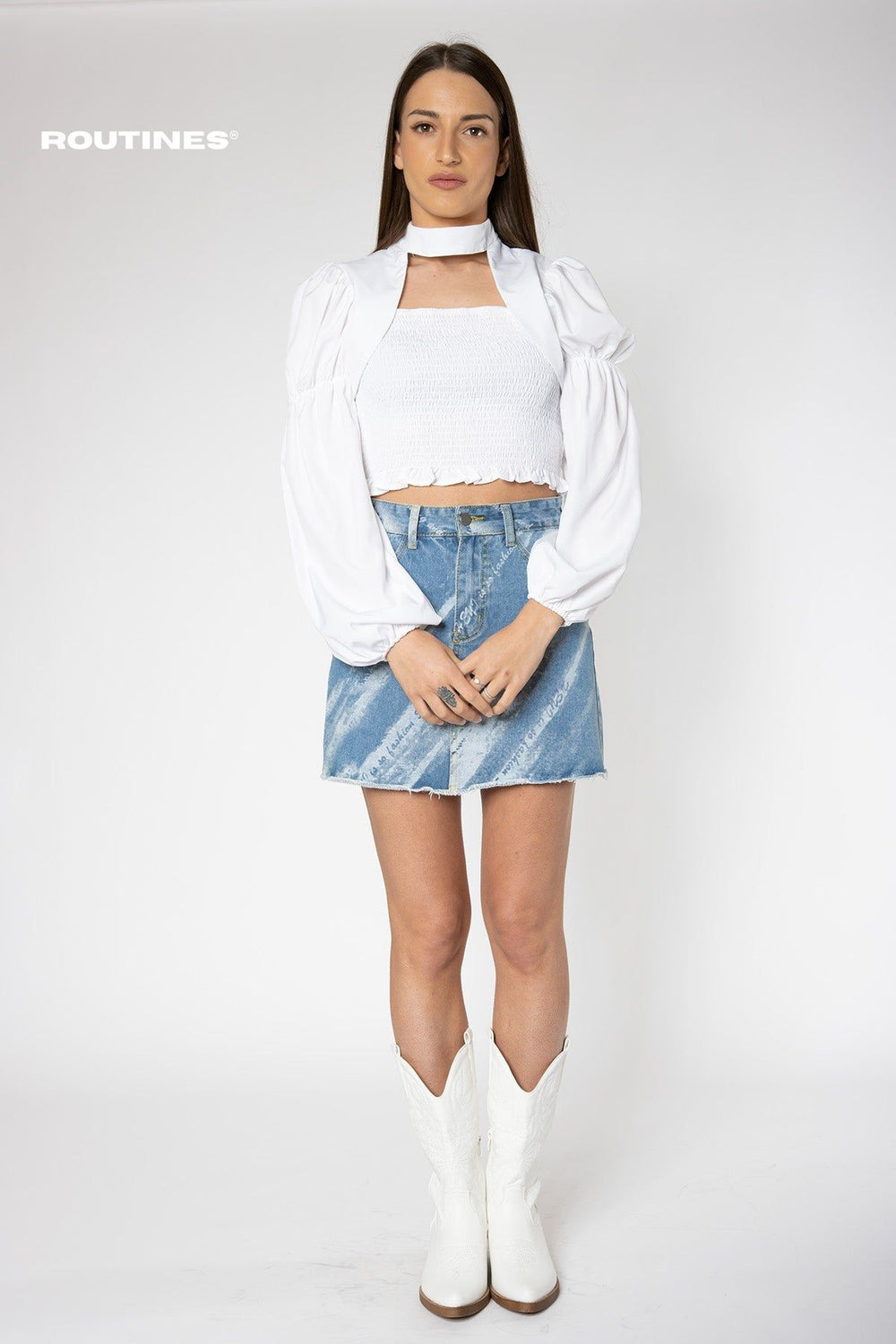 Celene Washed Jeans Skirt - Blue Routines Fashion