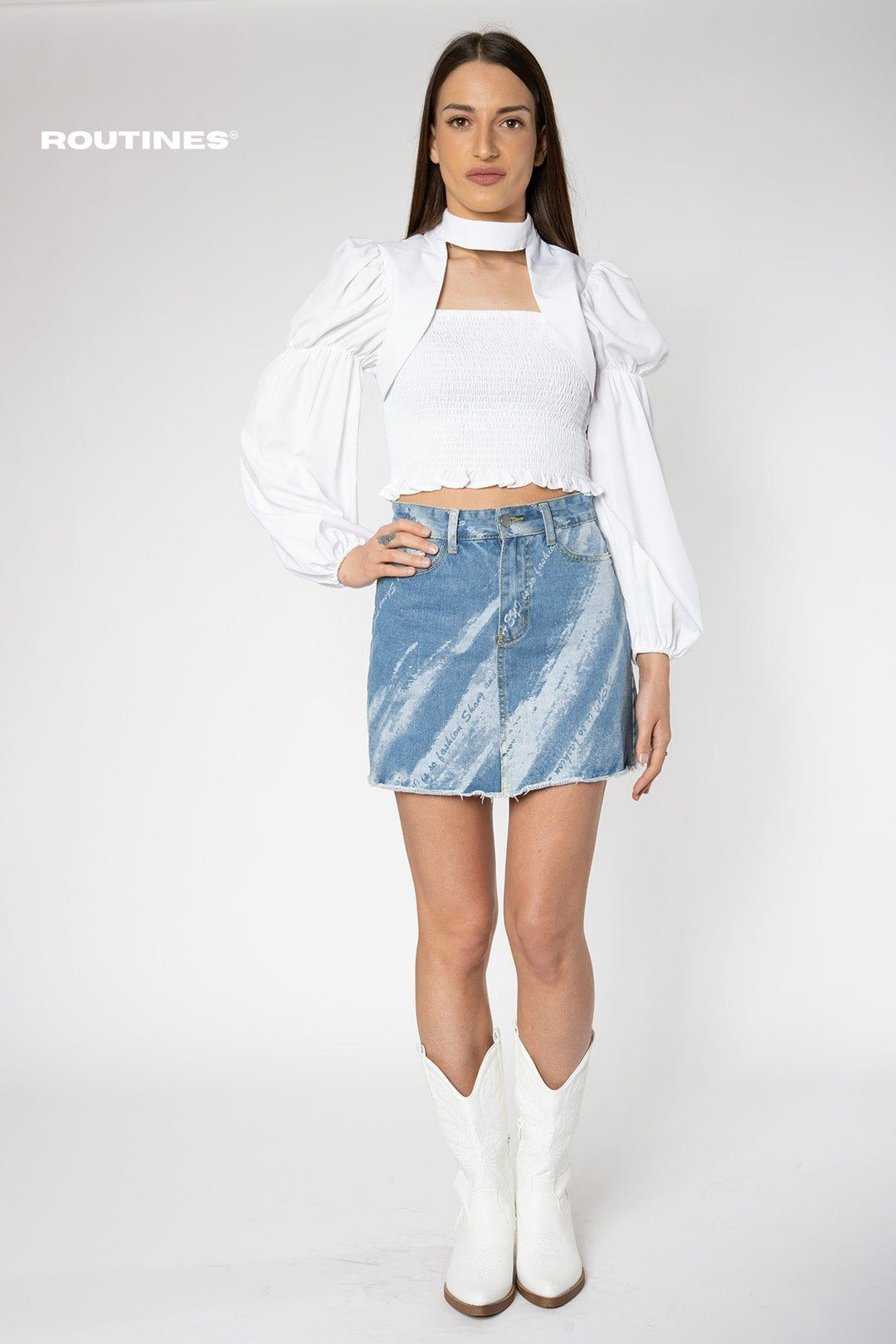 Celene Washed Jeans Skirt - Blue Routines Fashion