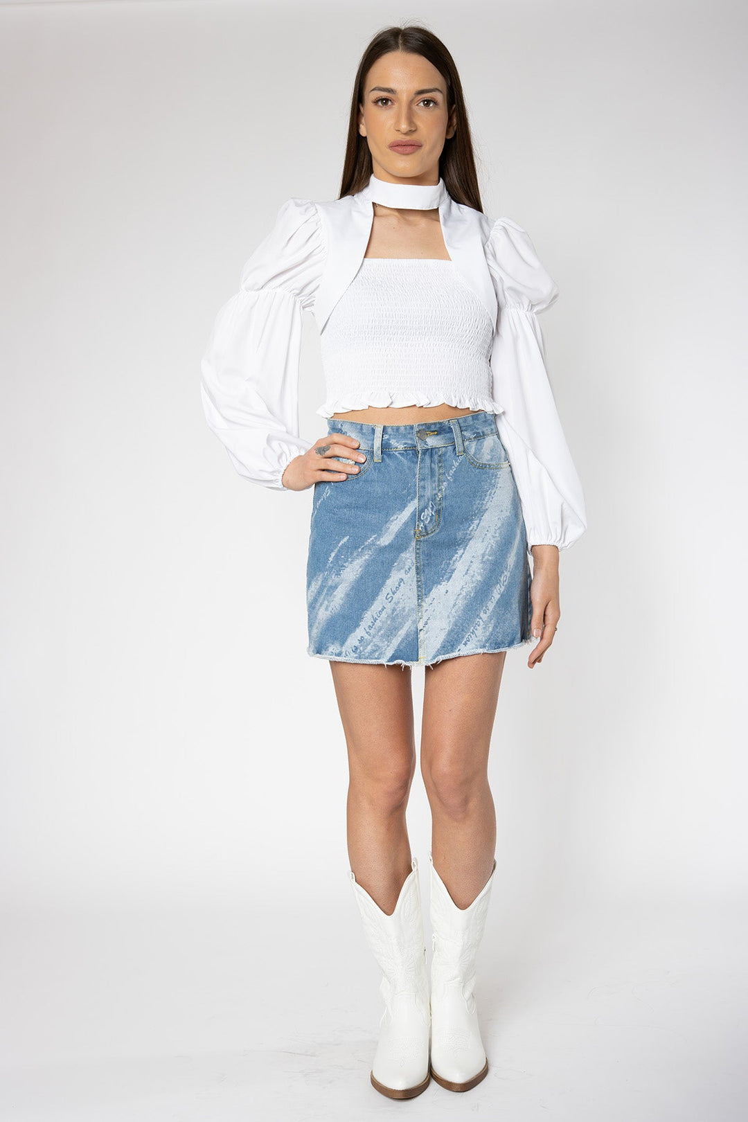 Celene Washed Jeans Skirt - Blue Routines Fashion