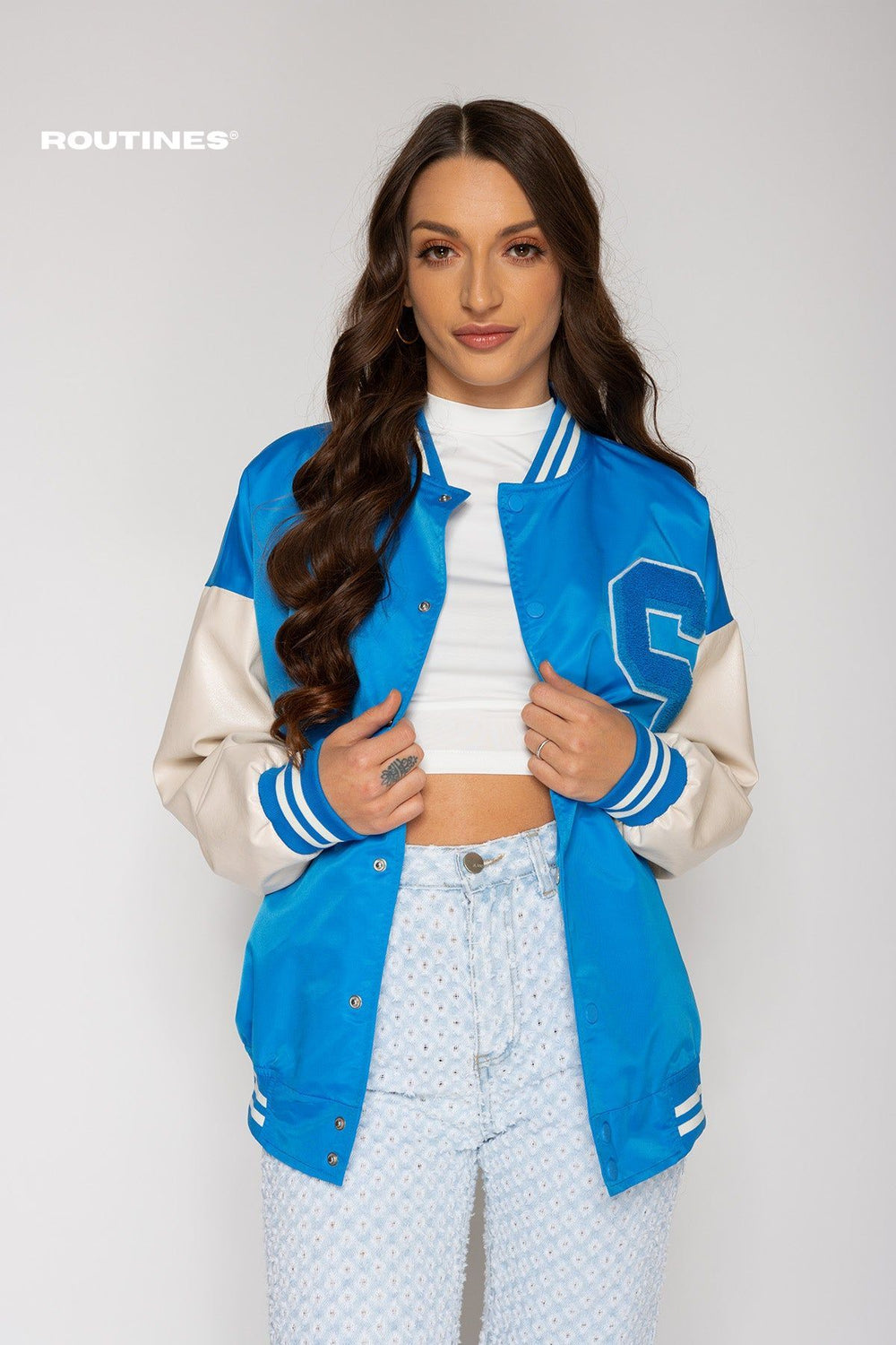 Jaelyn S Varsity Jacket - Blue Jacket Routines Fashion