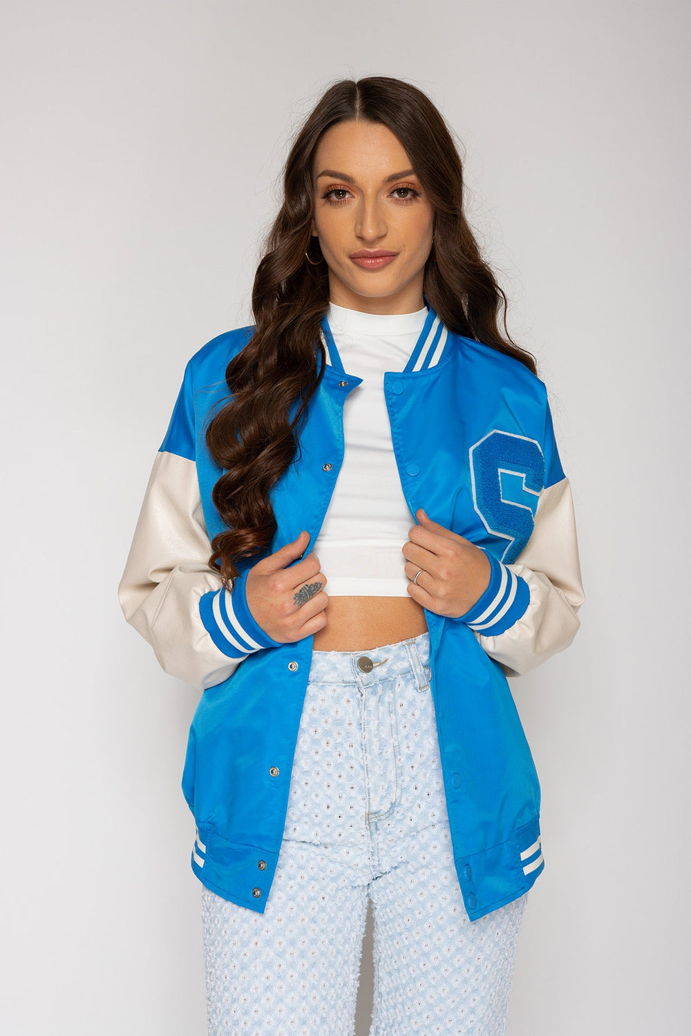 Jaelyn S Varsity Jacket - Blue Jacket Routines Fashion