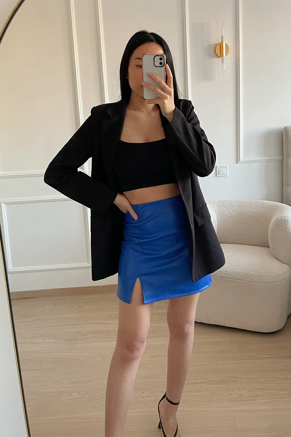 Jaimy Leatherlook Skirt - Cobalt Blue Skirt Routines Fashion