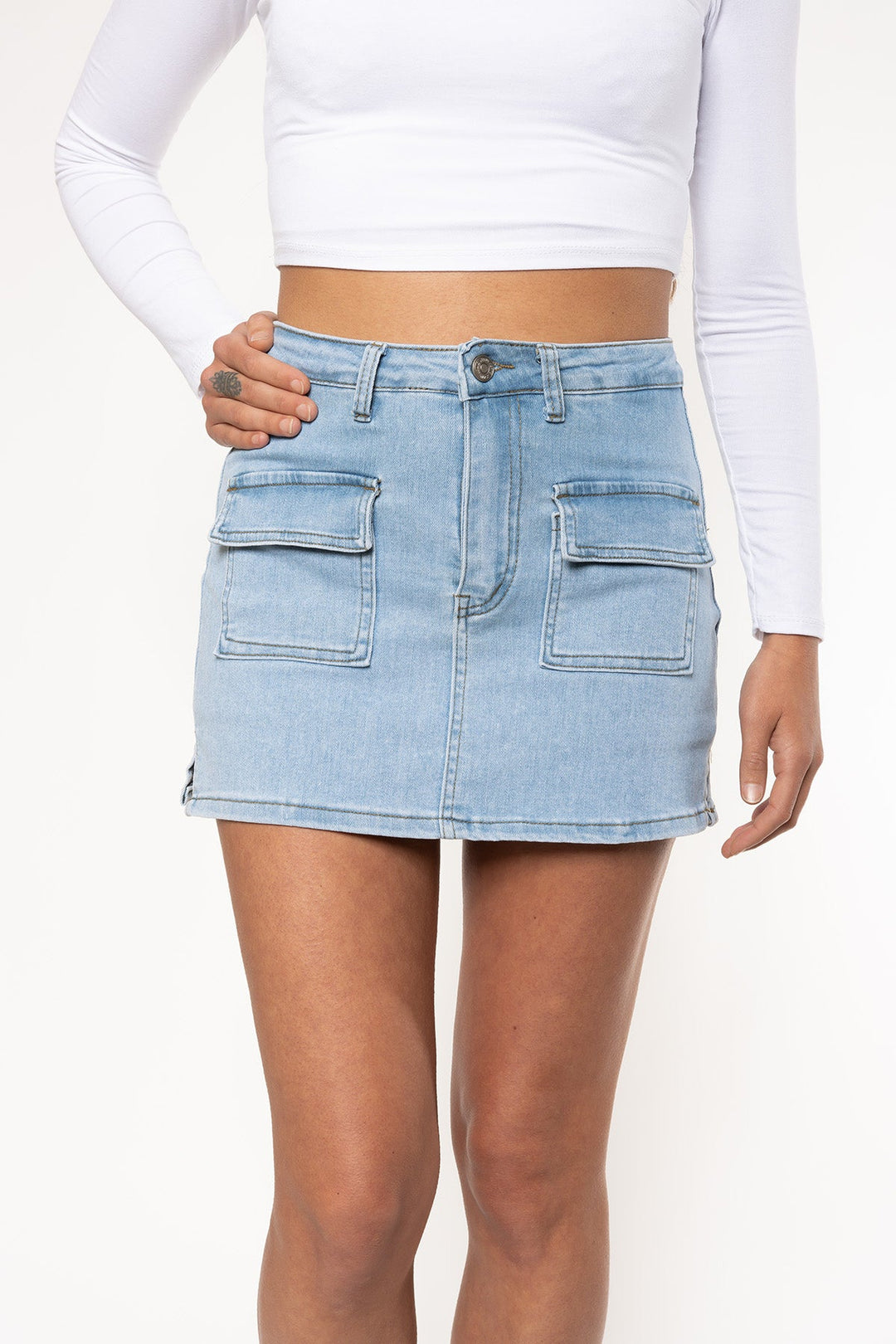 Rosalia Stretch Cargo Skort Jeans Skort Routines Fashion