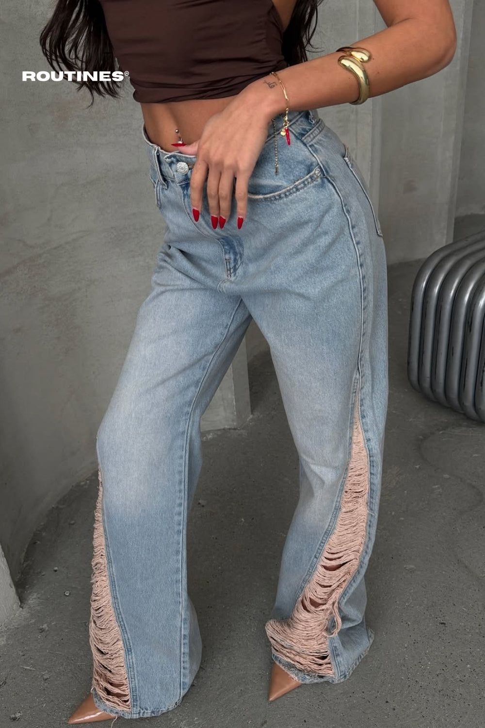 Routines Fringe Straight Leg Jeans 1227 Jeans Routines Fashion