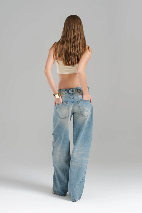 Routines Washed Baggy Jeans - Blue 3566 Jeans Routines Fashion