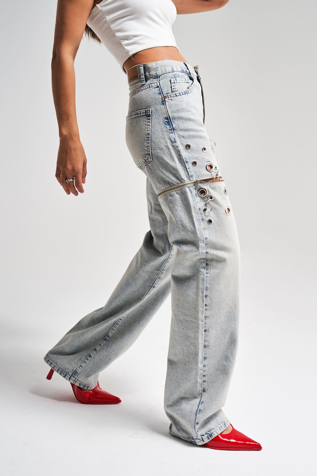 Routines Ring Detail Straight Jeans 4020 Jeans Routines Fashion