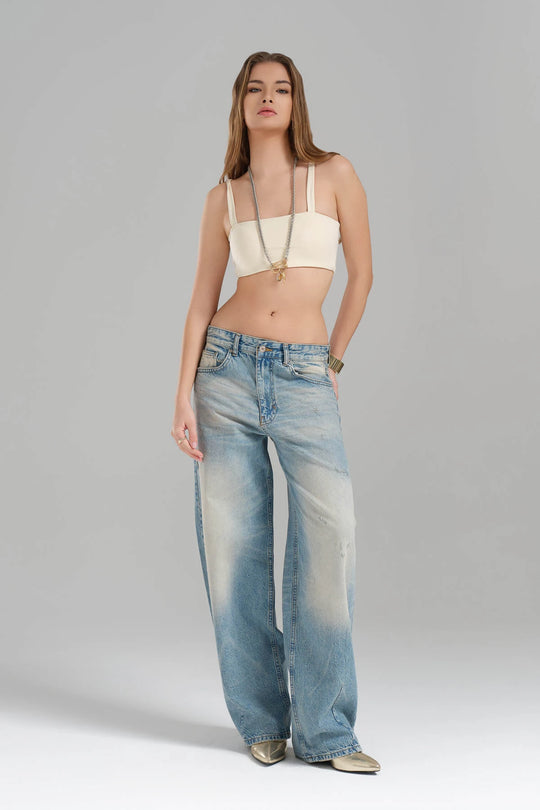 Routines Washed Baggy Jeans - Blue 3566 Jeans Routines Fashion