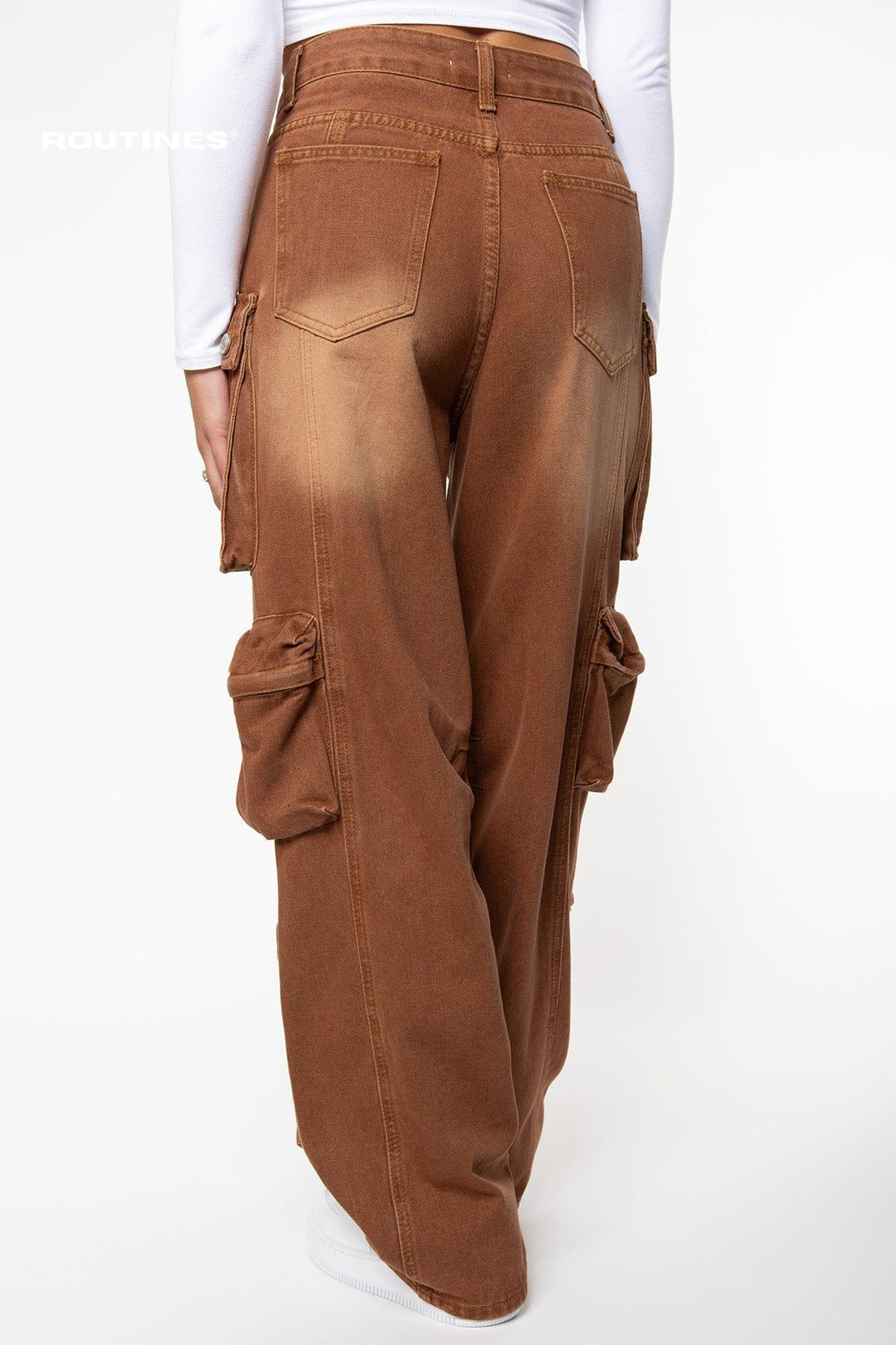 Ailen Multipocket Cargo Jeans - Brown Jeans Routines Fashion   