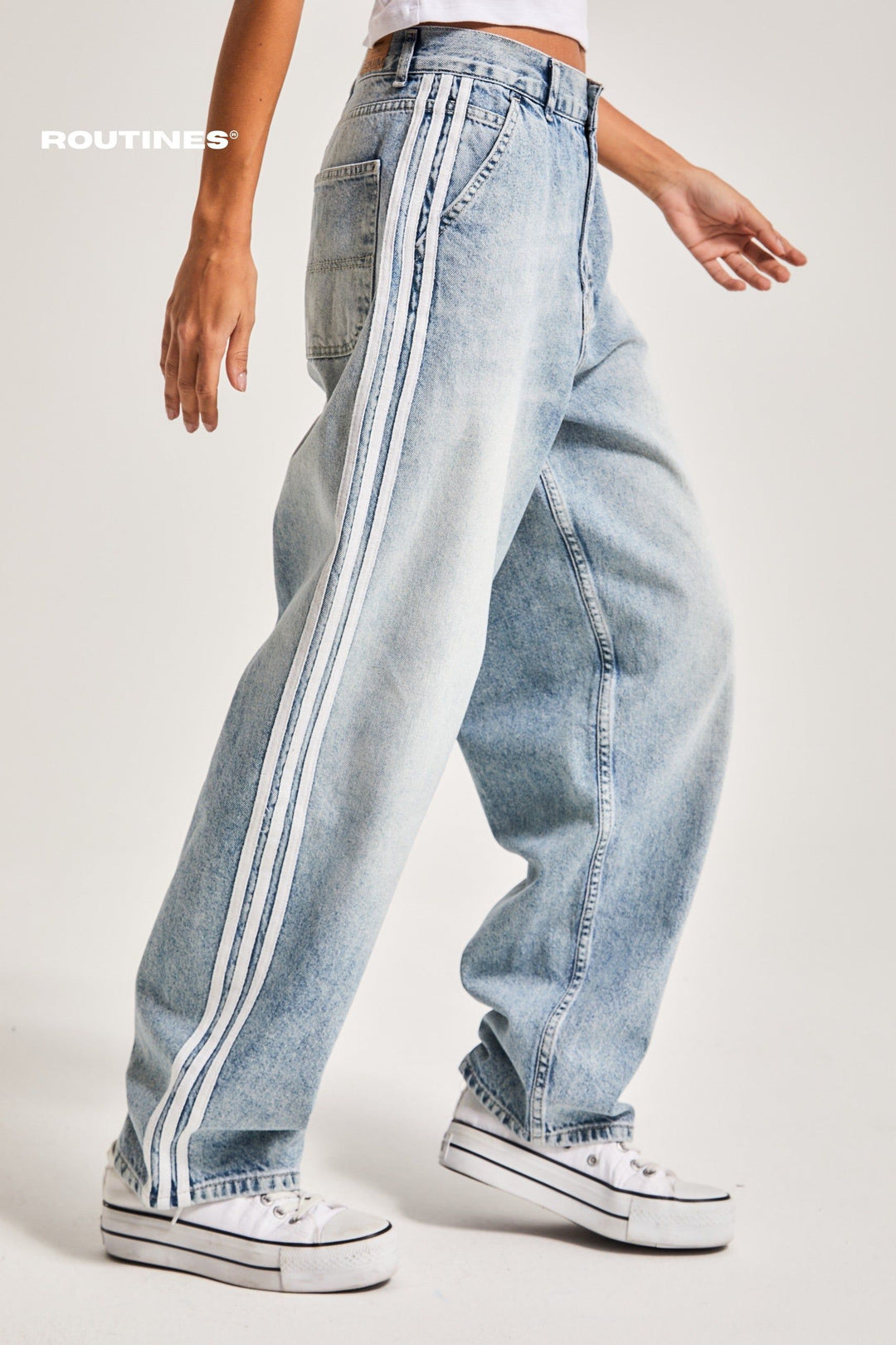 Routines Striped Baggy Skater Jeans 2952 (PRE-ORDER) Jeans Routines Fashion