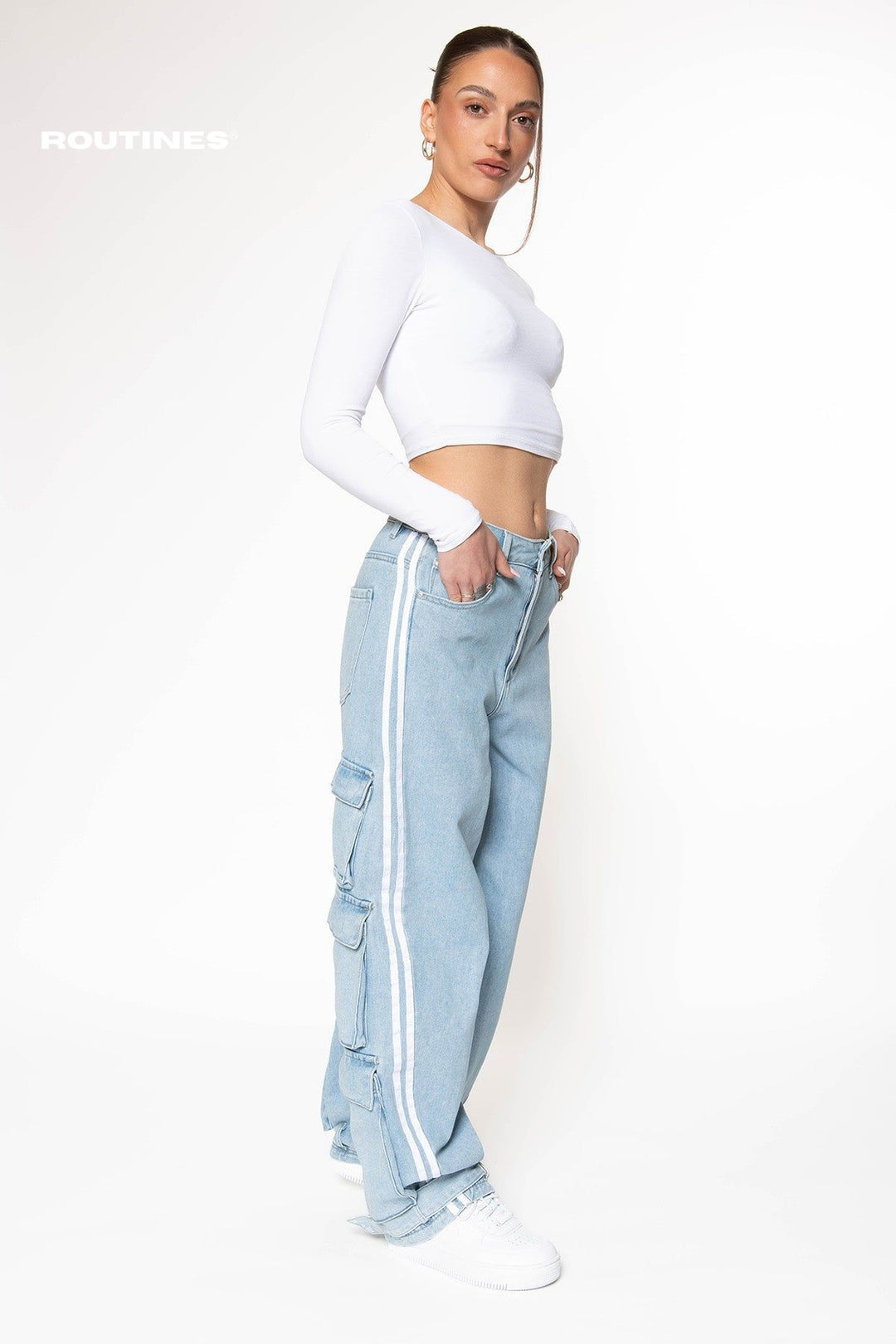 Brincy Inspired Striped Cargo Jeans Jeans Routines Fashion   