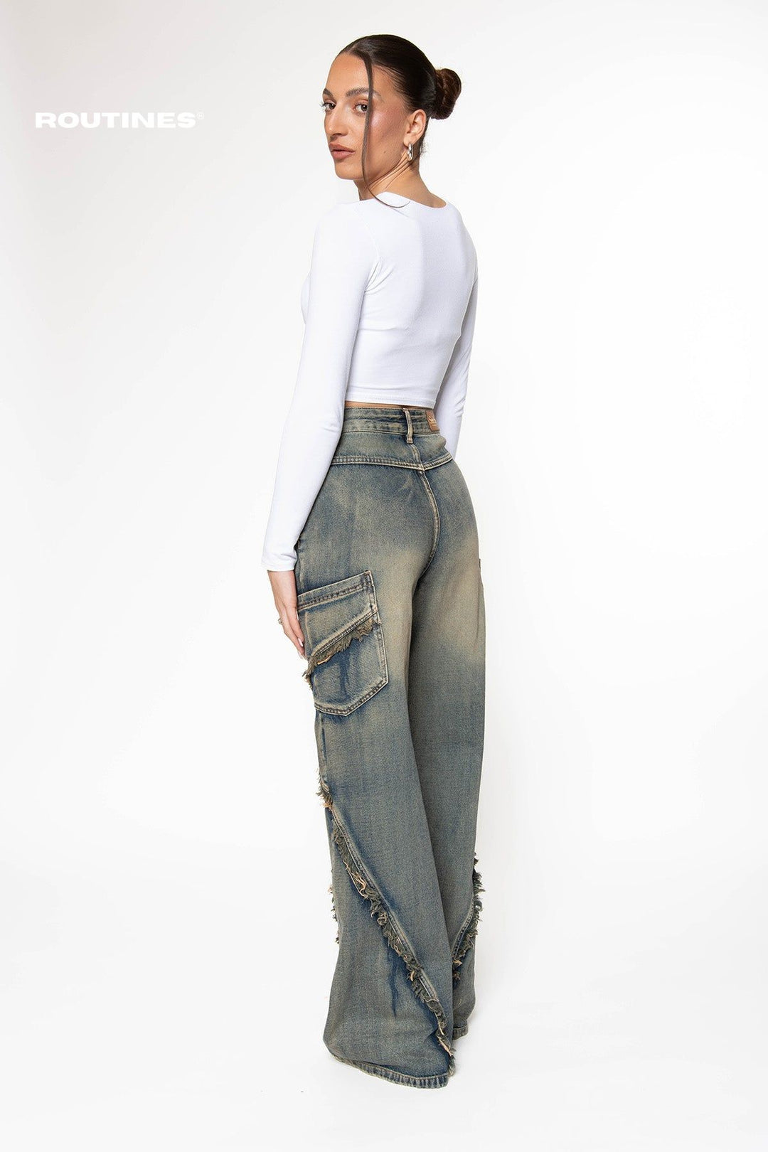 Britt Vintage Fringe Wide Leg Jeans Jeans Routines Fashion   