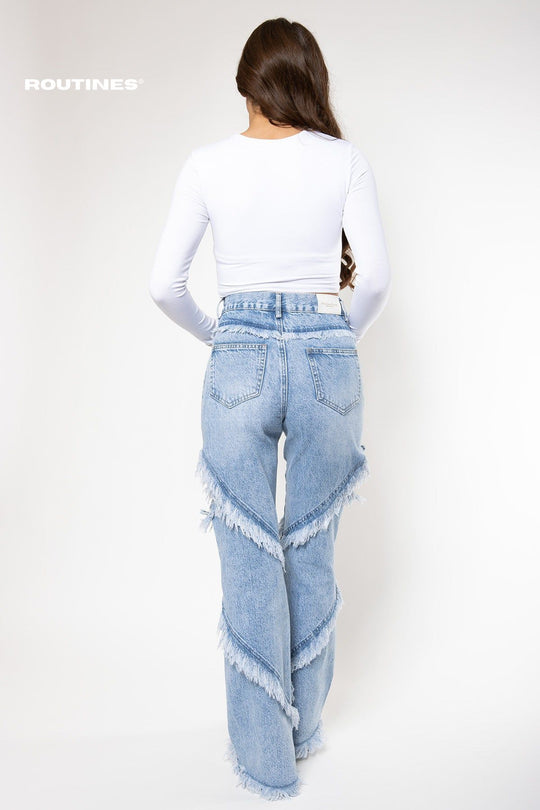 Emberly Fringe Flared Jeans Jeans Routines Fashion