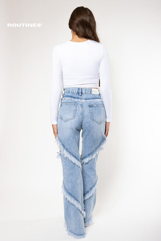 Emberly Fringe Flared Jeans Jeans Routines Fashion