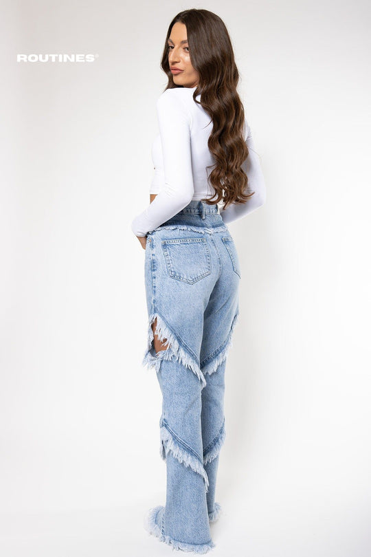 Emberly Fringe Flared Jeans Jeans Routines Fashion