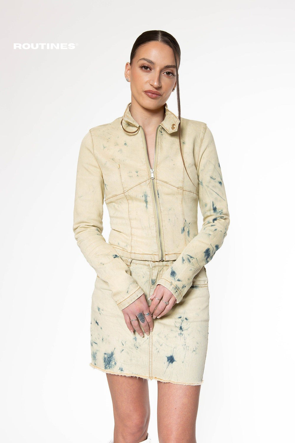 Georgina Vintage Washed Two Piece Denim Set Set Routines Fashion   