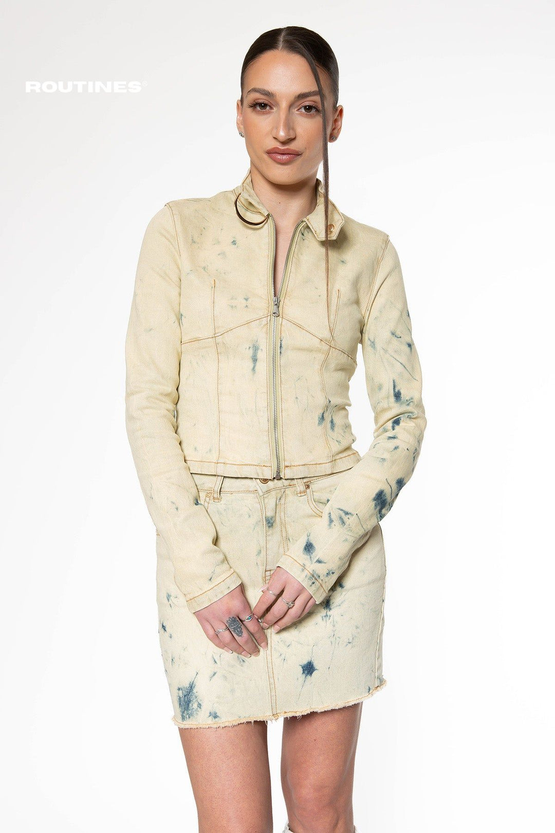 Georgina Vintage Washed Two Piece Denim Set Set Routines Fashion   