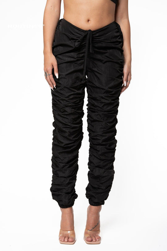 Jenny V Ruched Pants - Black Pants Routines Fashion   