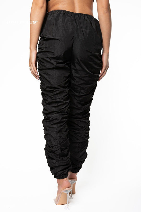 Jenny V Ruched Pants - Black Pants Routines Fashion   