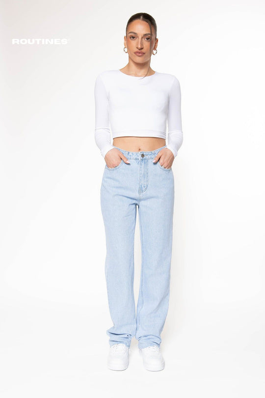 Maddie Washed Straight Leg Jeans Jeans Routines Fashion   