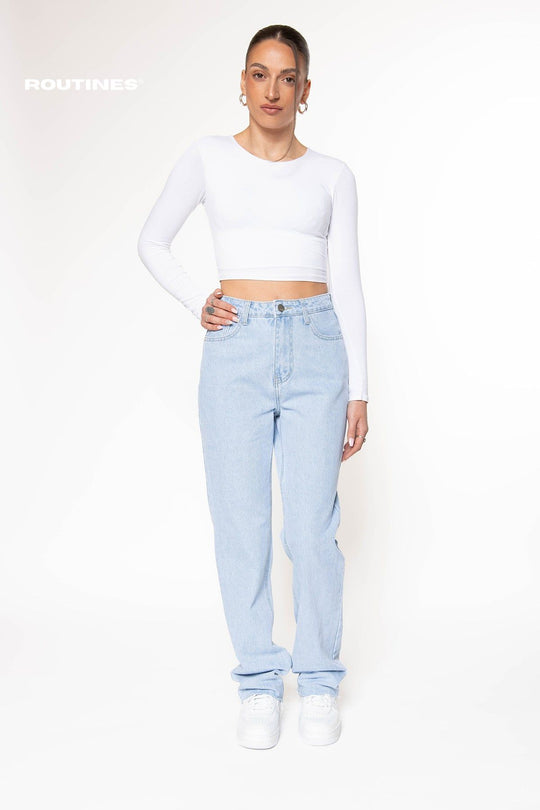 Maddie Washed Straight Leg Jeans Jeans Routines Fashion   