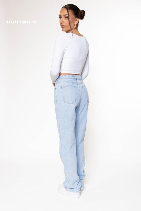 Maddie Washed Straight Leg Jeans Jeans Routines Fashion   