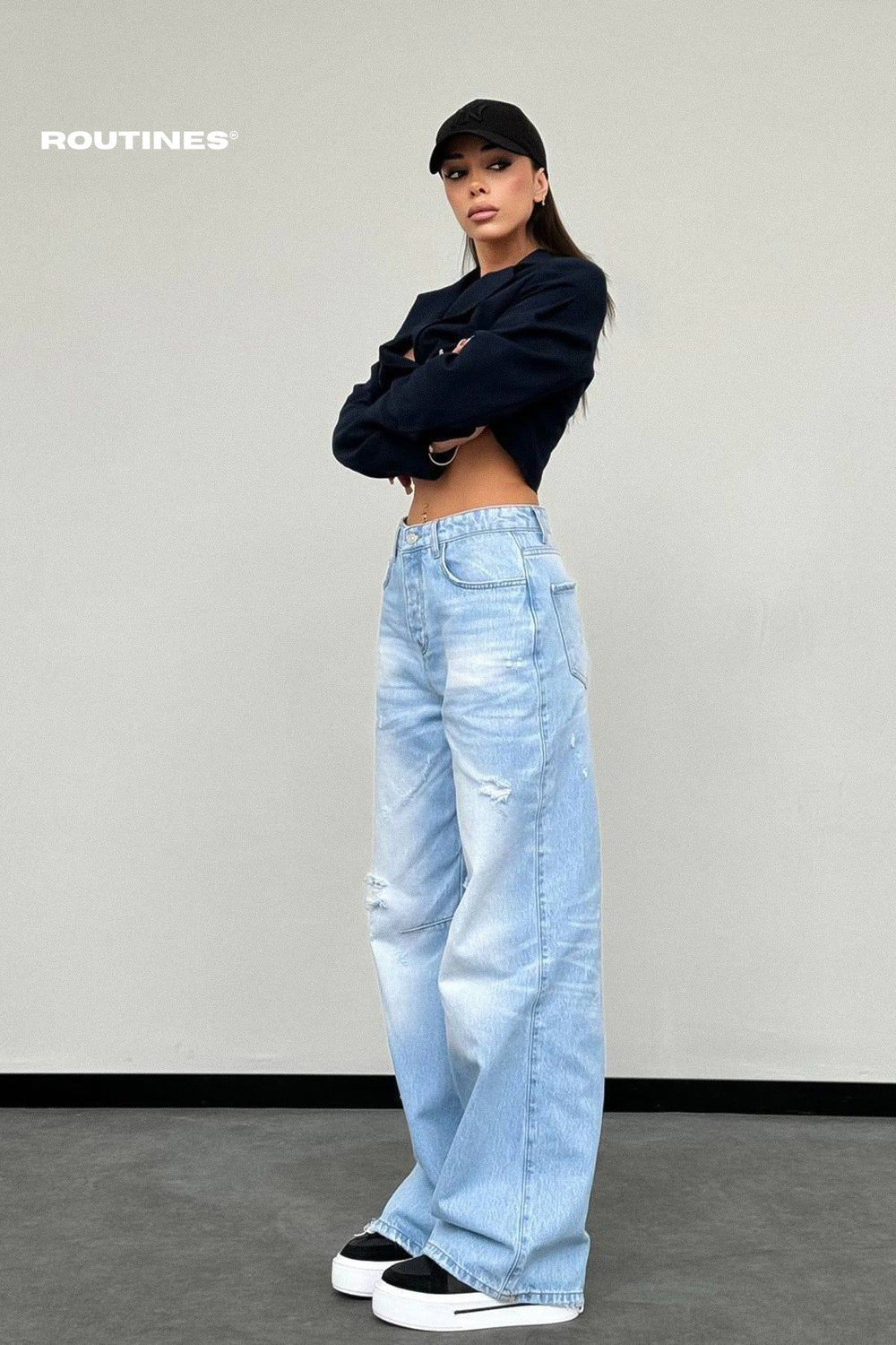 Routines Baggy Ripped Jeans 1203-7 Jeans Routines Fashion   