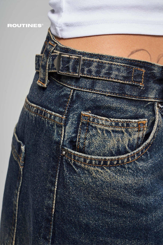 Routines Baggy Straight Leg Jeans - Vintage Blue 2961-3 Jeans Routines Fashion   
