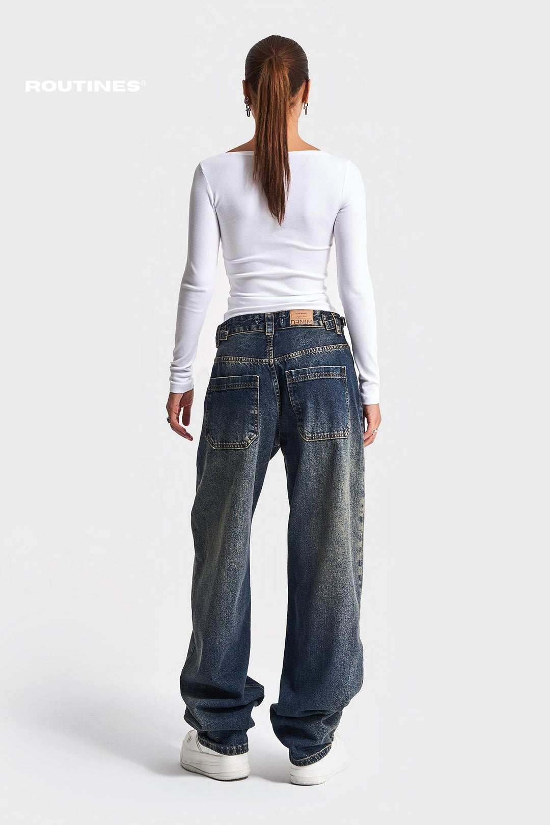 Routines Baggy Straight Leg Jeans - Vintage Blue 2961-3 Jeans Routines Fashion   
