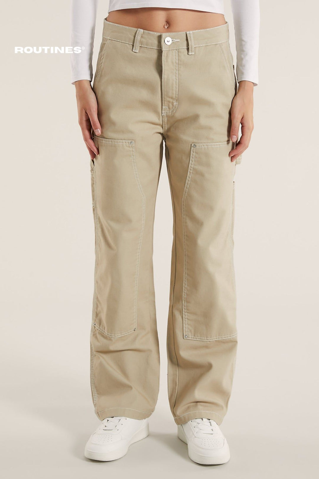 Routines Carpenter Straight Leg Jeans - Sand BG2 Jeans Routines Fashion   