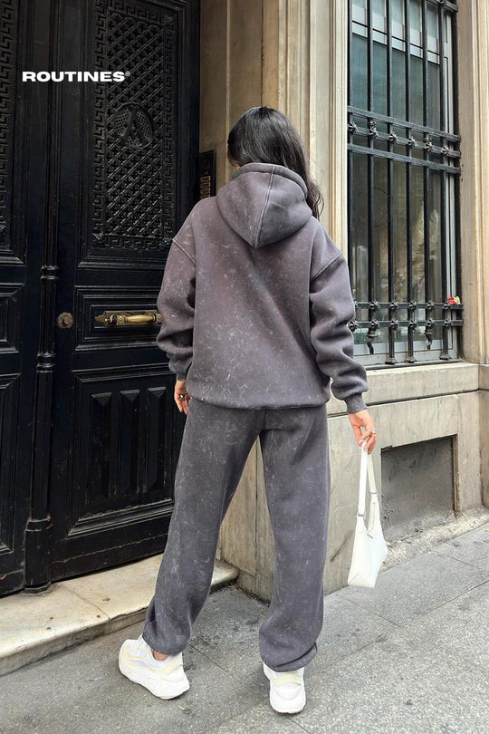 Routines Chicago Acid Wash Two Piece Jogger Set 24114 Set Routines Fashion   