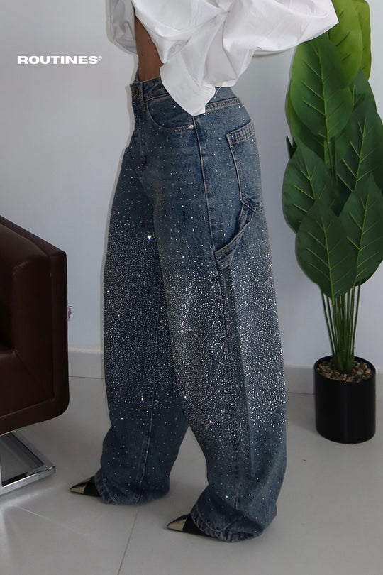 Routines Diamonds Carpenter Baggy Jeans - Dark Blue 3290 Jeans Routines Fashion