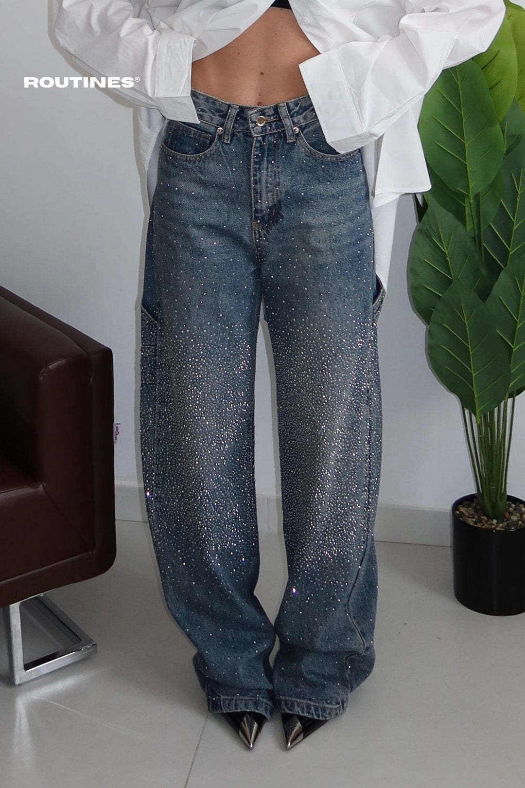 Routines Diamonds Carpenter Baggy Jeans - Dark Blue 3290 Jeans Routines Fashion