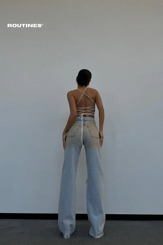 Routines Vintage Wash Ripped Straight Jeans 1043-24-3 Jeans Routines Fashion   