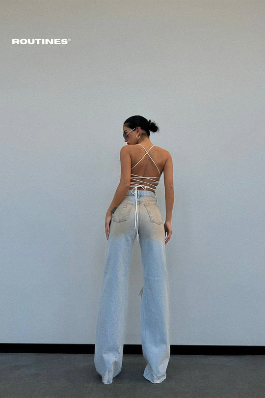 Routines Vintage Wash Ripped Straight Jeans 1043-24-3 Jeans Routines Fashion   