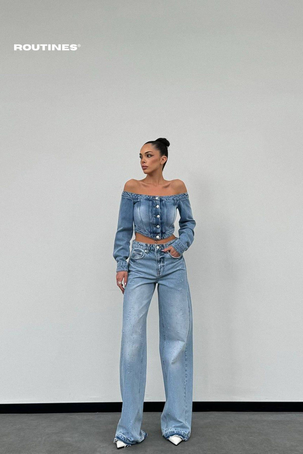 Routines Distressed Straight Leg Jeans 1287-2 Jeans Routines Fashion   