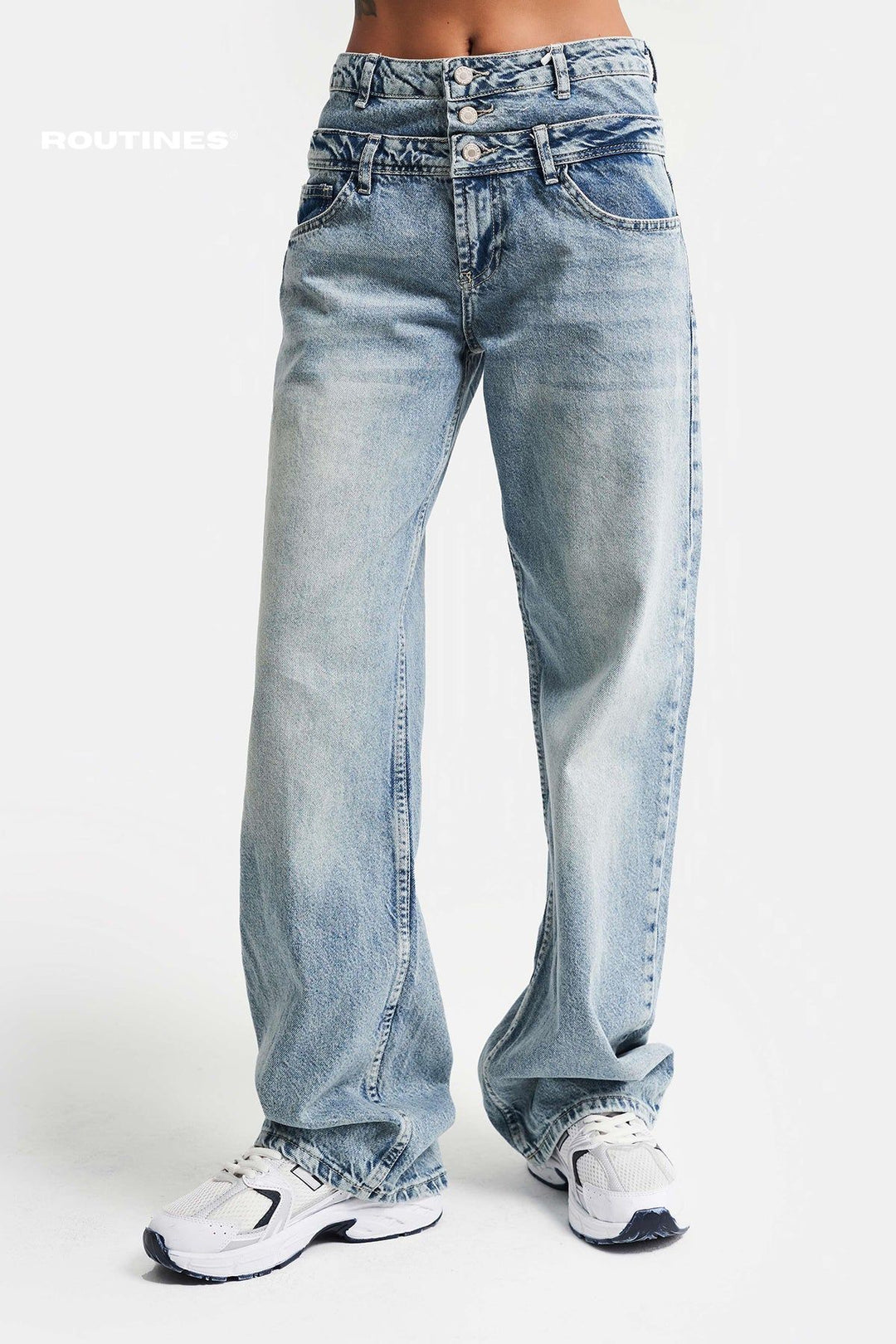 Routines Double Waisted Straight Leg Jeans 3250 Jeans Routines Fashion   