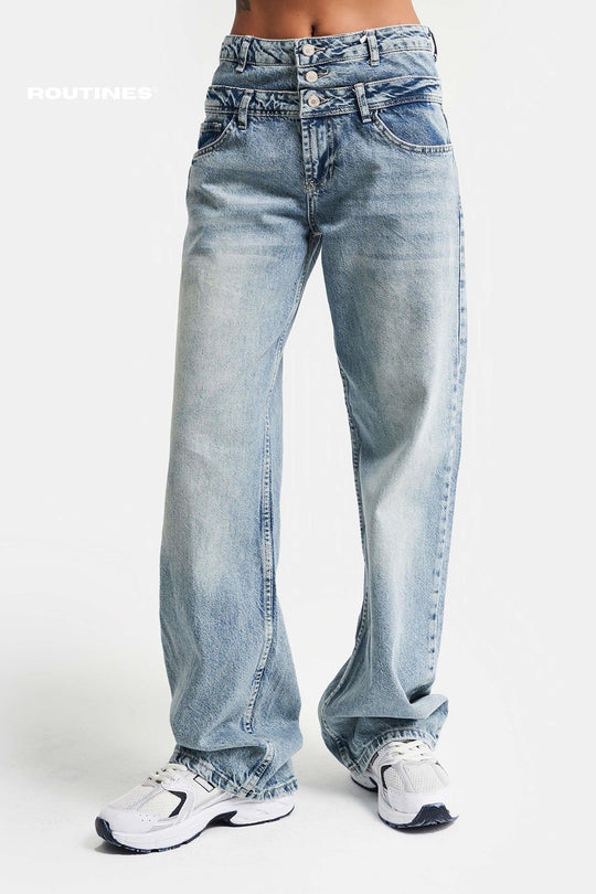 Routines Double Waisted Straight Leg Jeans 3250 Jeans Routines Fashion   