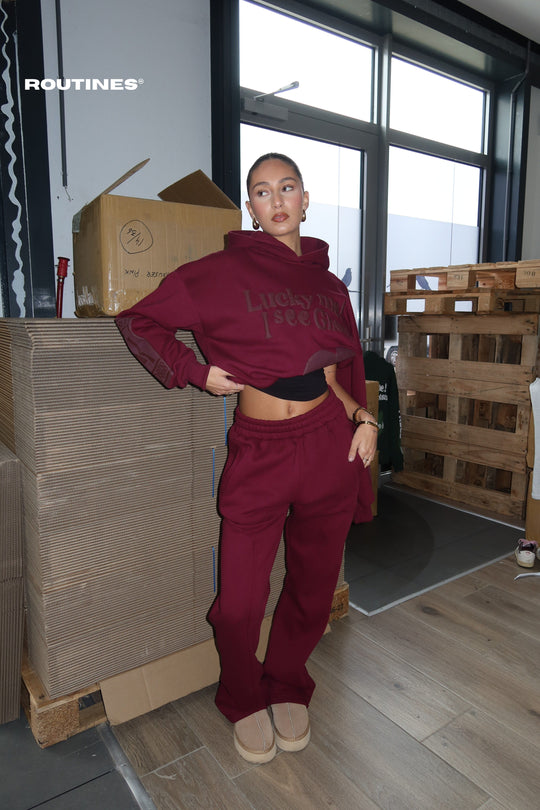 Routines Lucky Me Tracksuit - Burgundy - Tall Set Routines Fashion