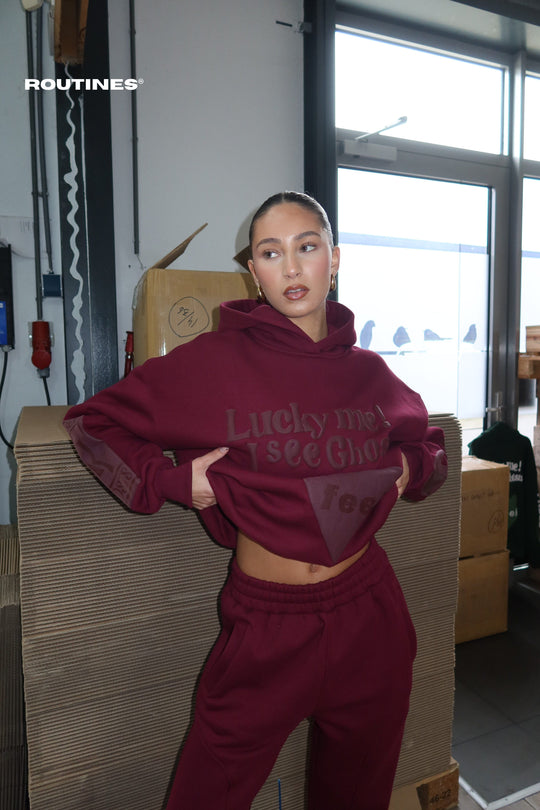 Routines Lucky Me Tracksuit - Burgundy - Tall Set Routines Fashion