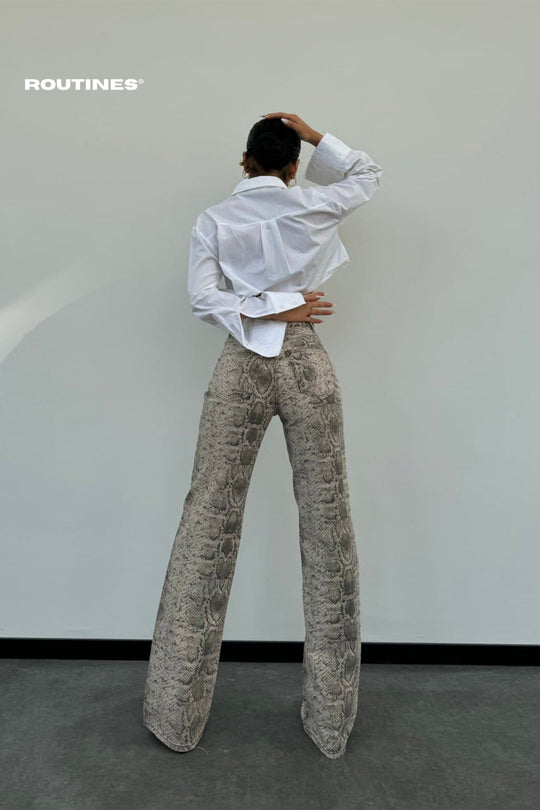 Routines Python Straight Leg Jeans - Beige 1318-1 Jeans Routines Fashion   
