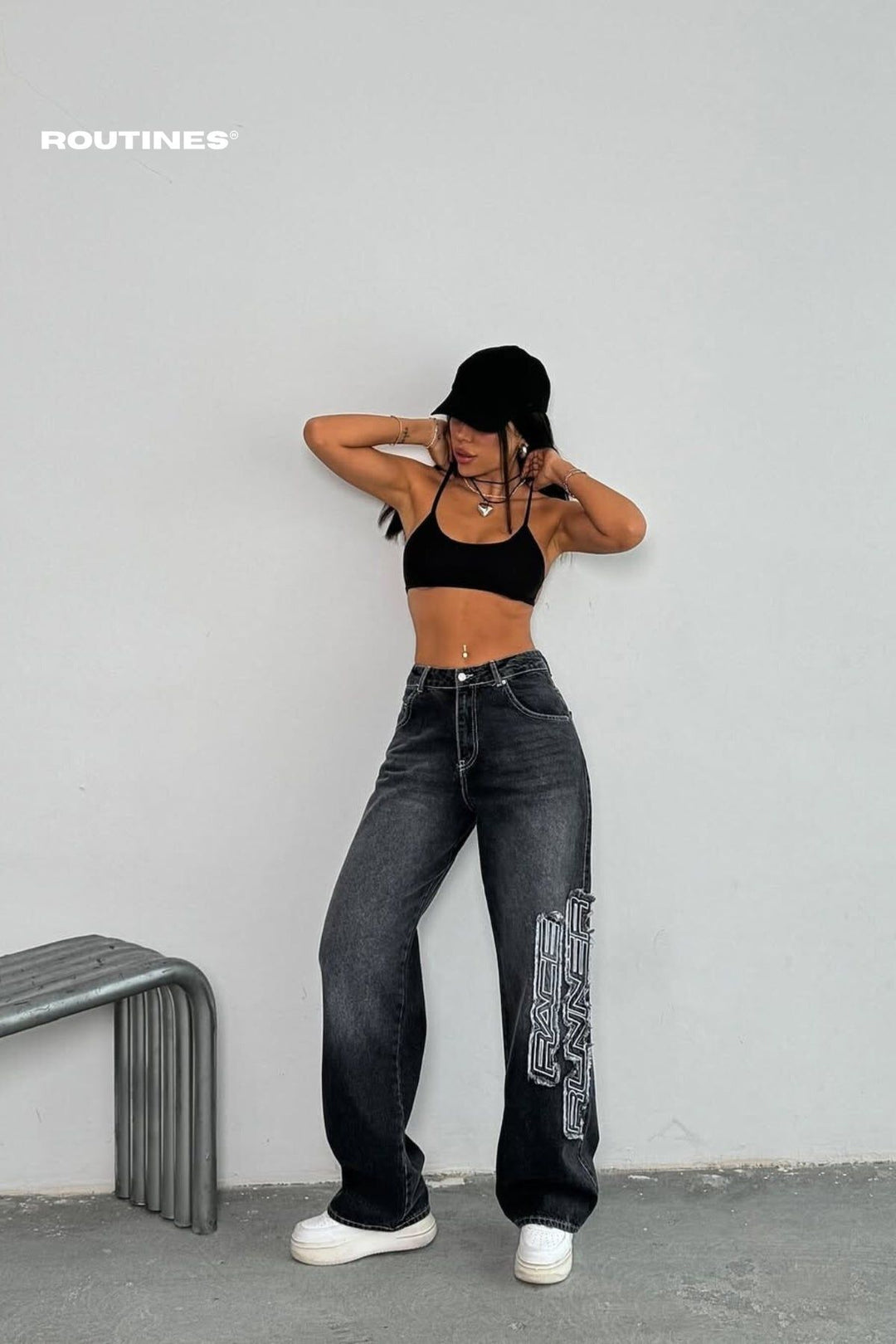 Routines Race Runner Straight Jeans - Washed Black 4032 Jeans Routines Fashion