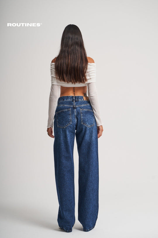 Routines Ripped Straight Leg Jeans - Blue 3451 Jeans Routines Fashion   