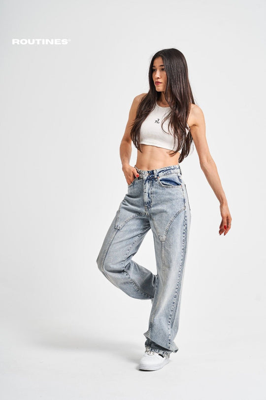 Routines Seam Detail Straight Leg Jeans 3238 Jeans Routines Fashion   